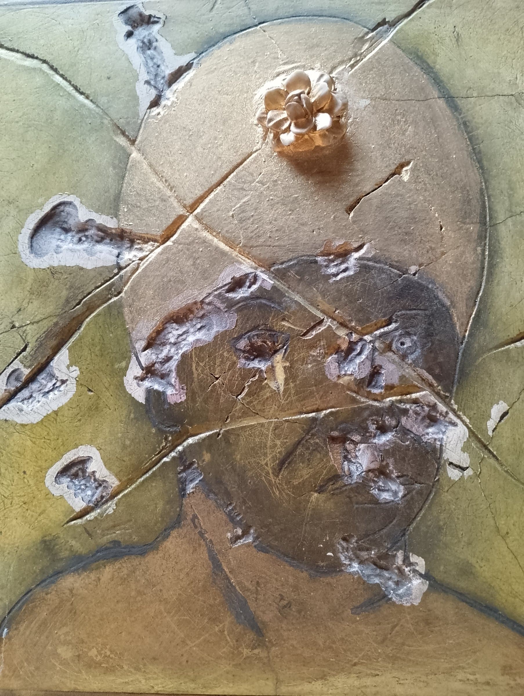 S. Gennaro, Gesso  tratto con dei pigmenti più pigmenti naturali, cm42x42, di Basil