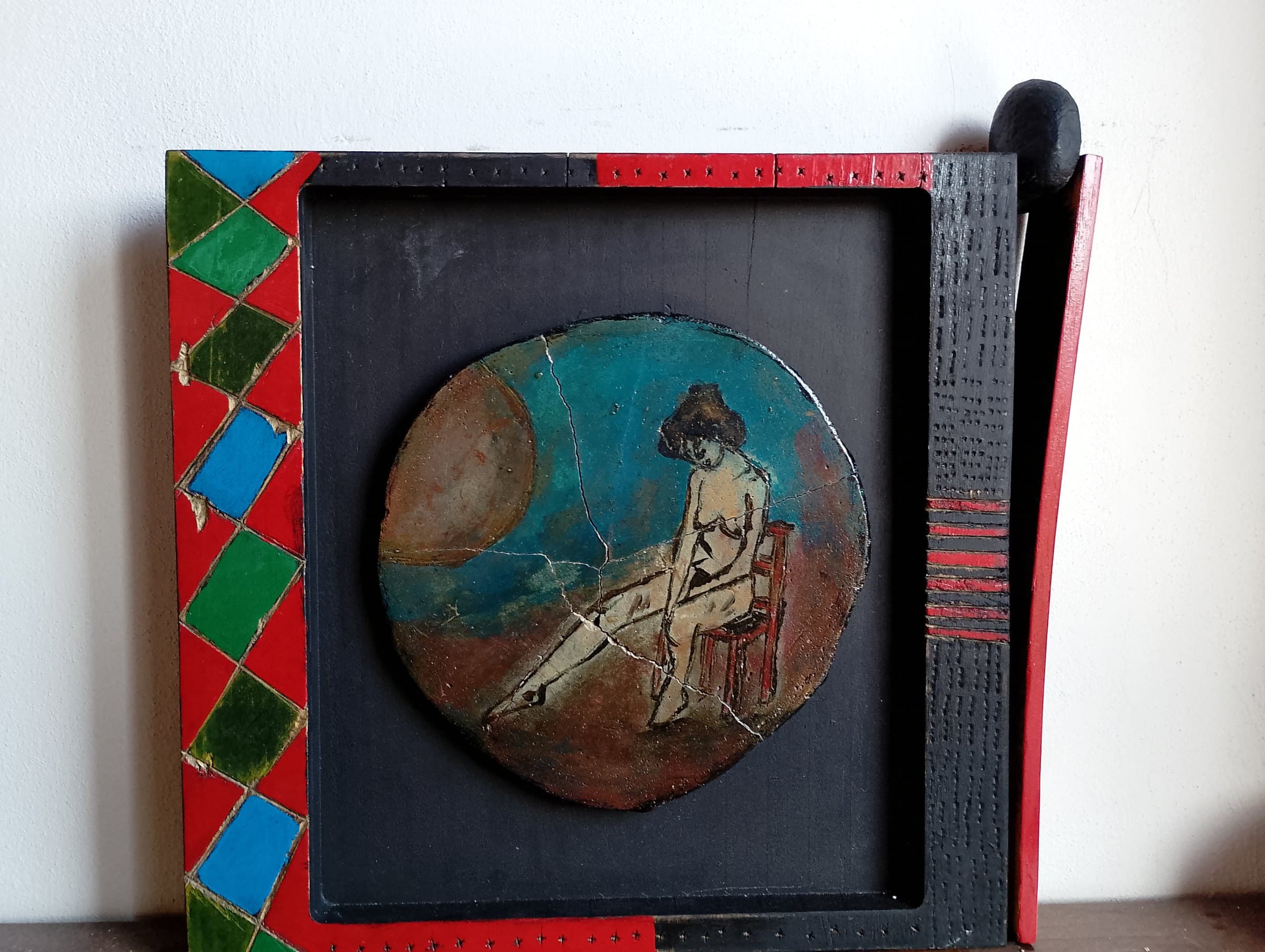 Attesa — Legno smalti cemento  pigmenti di Basil