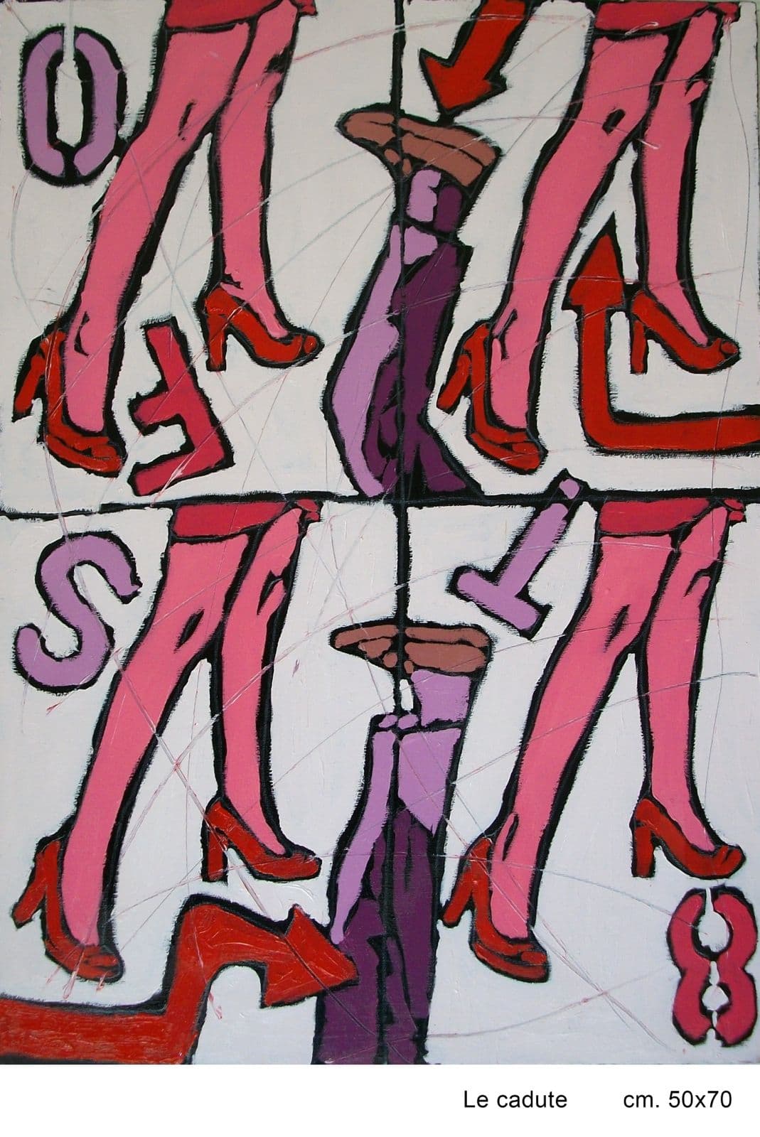 Le cadute, tecnica mista, 50×70 cm, di Basil