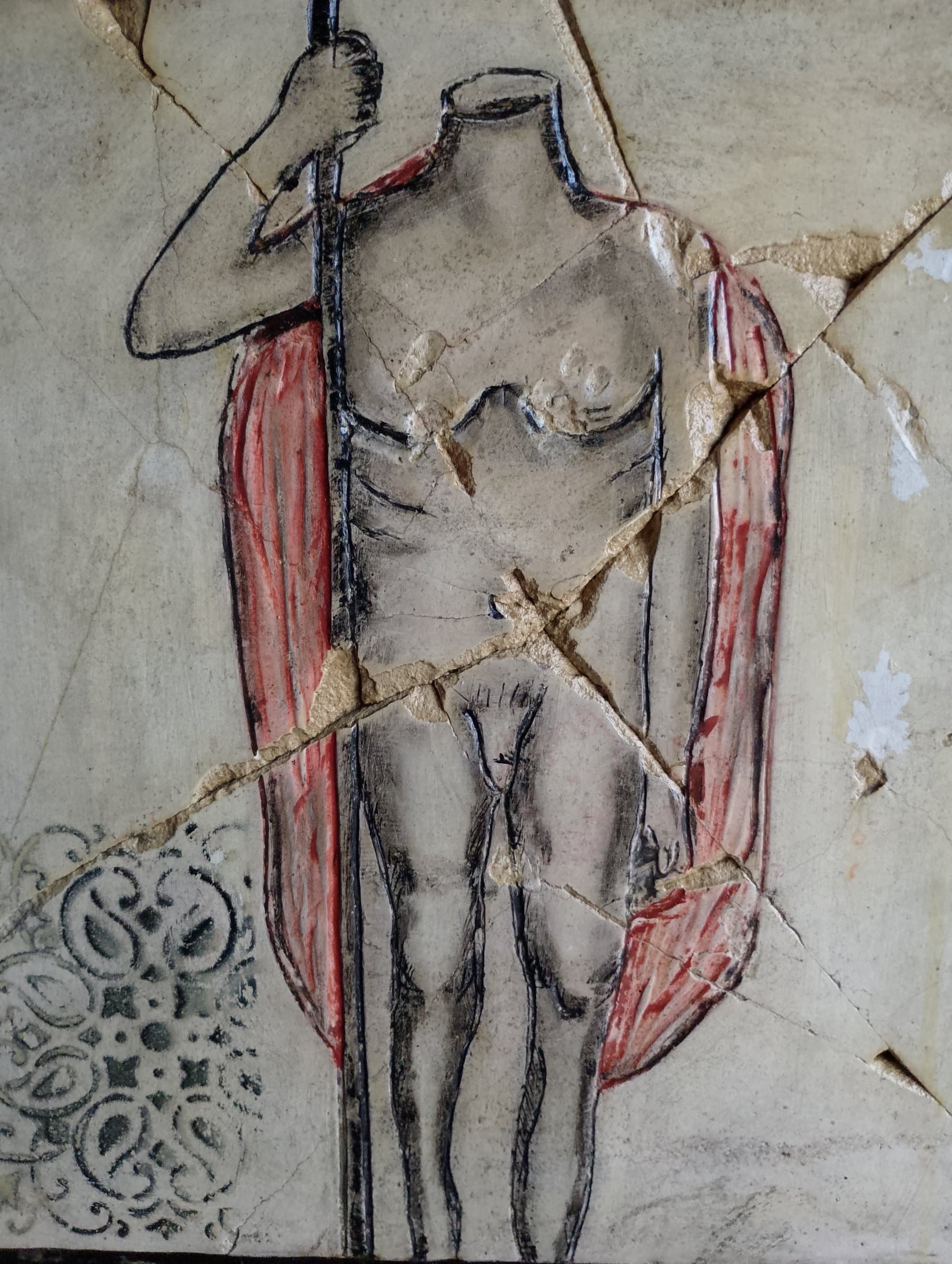 Soldato romano, Gesso trattato pigmenti., cm42x42, di Basil