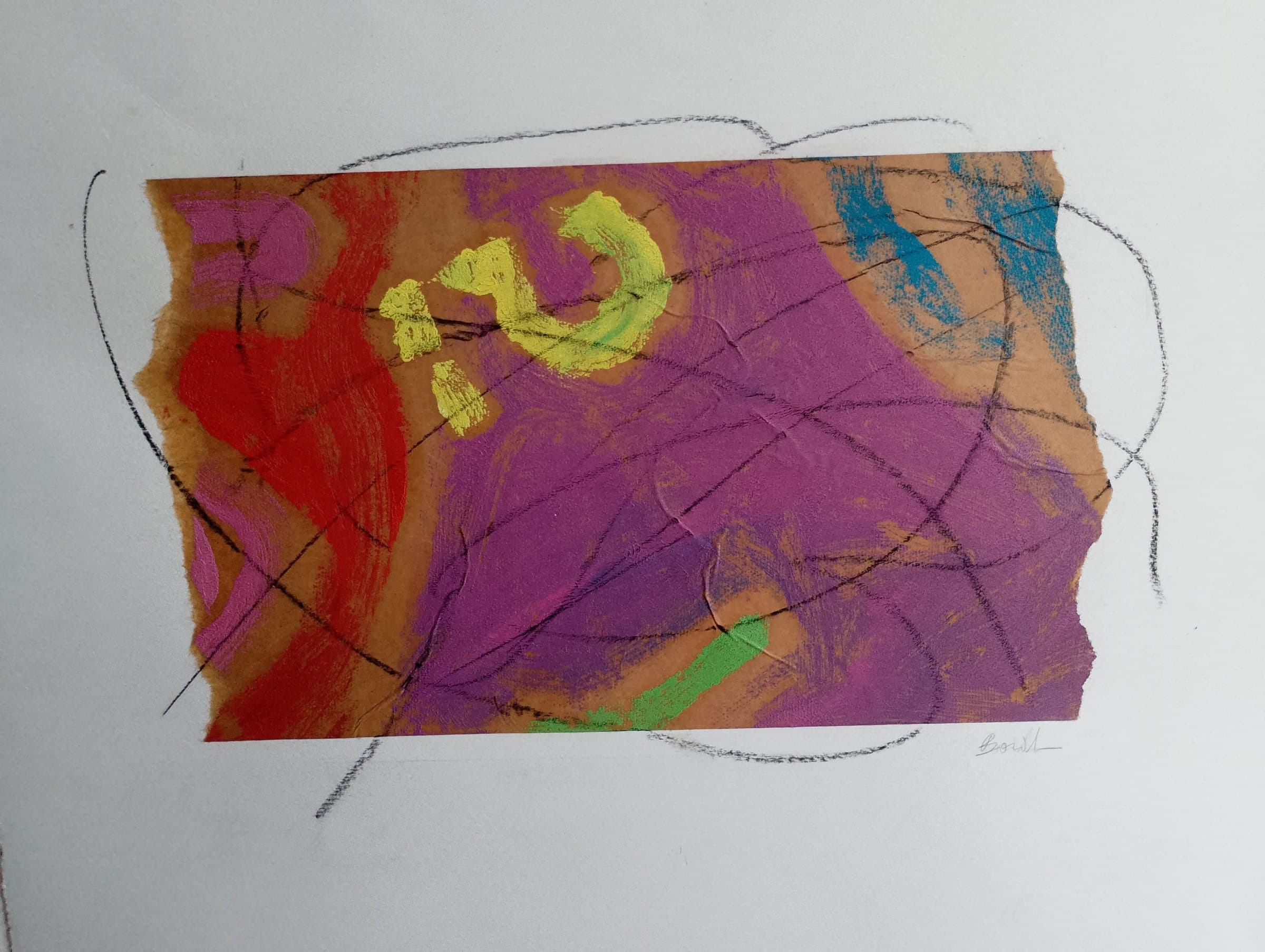 Cosmo di omeri " numeri" — Olio su carta da pacco più carbone su cartone Fabbriano n5 by Basil